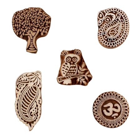 Set of 5 Piece New Mix Wooden Printing Blocks